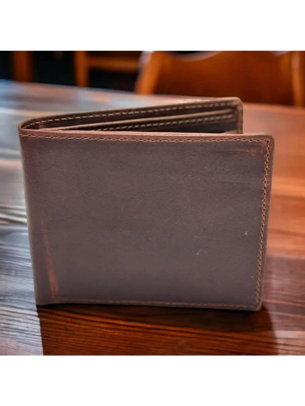 Vintage Leather RFID Slim Bifold Wallet for Men - Classic Brown Credit Card